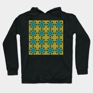 Tile Pattern, Ornate Check Print Hoodie